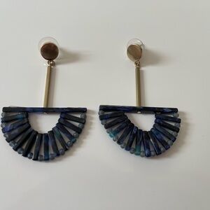 Blue and Gold Statement Earrings